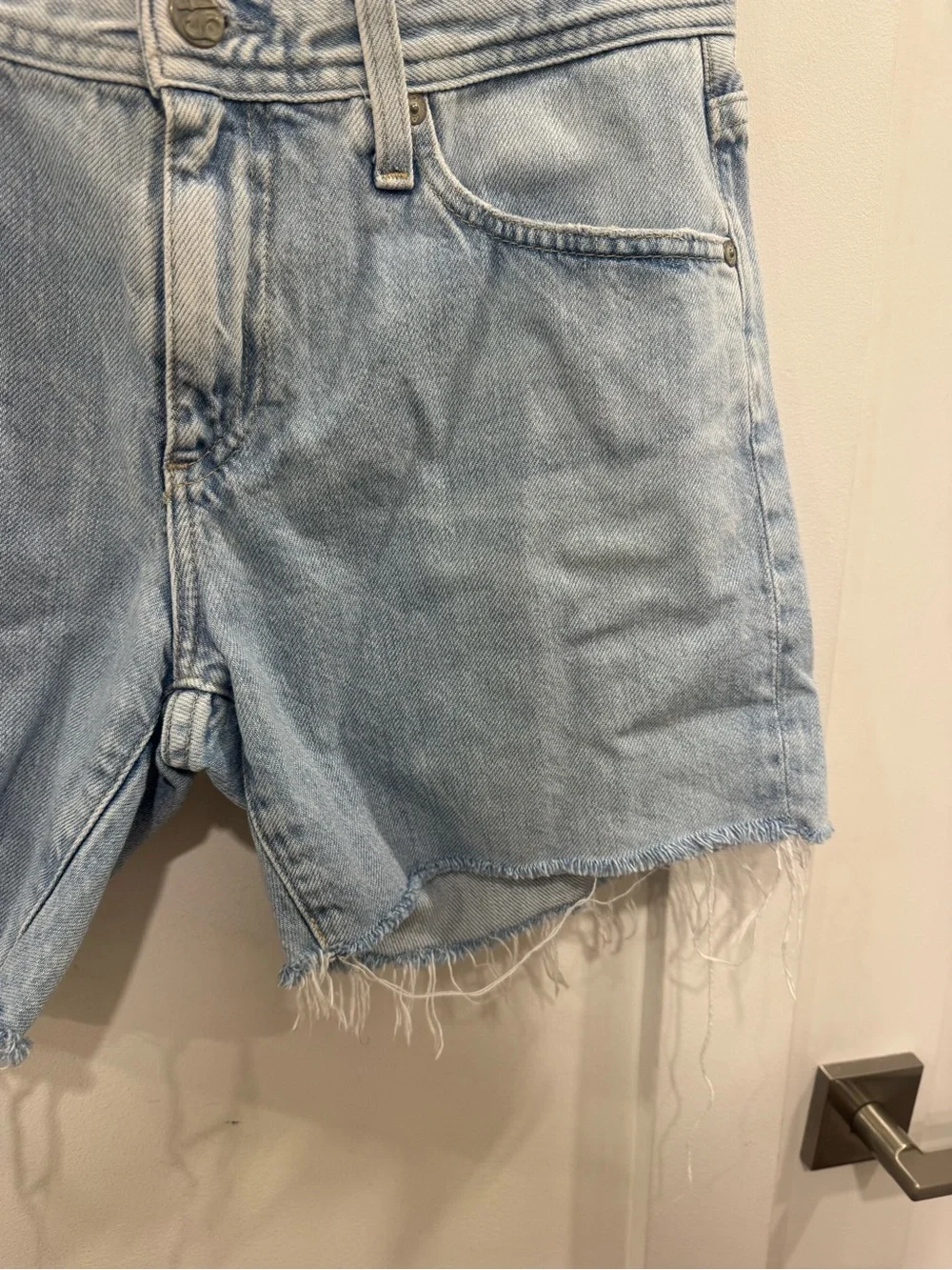 AG Adriano Goldschmied Light Blue Cutoff Denim Shorts